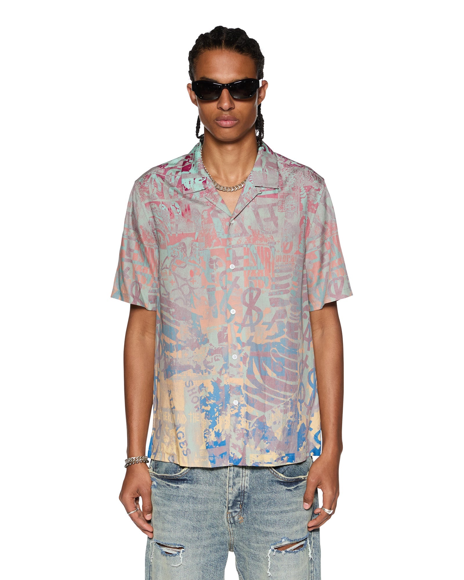 MENS IKON MANIA RESORT SS SHIRT MULTI REGULAR SHIRTS