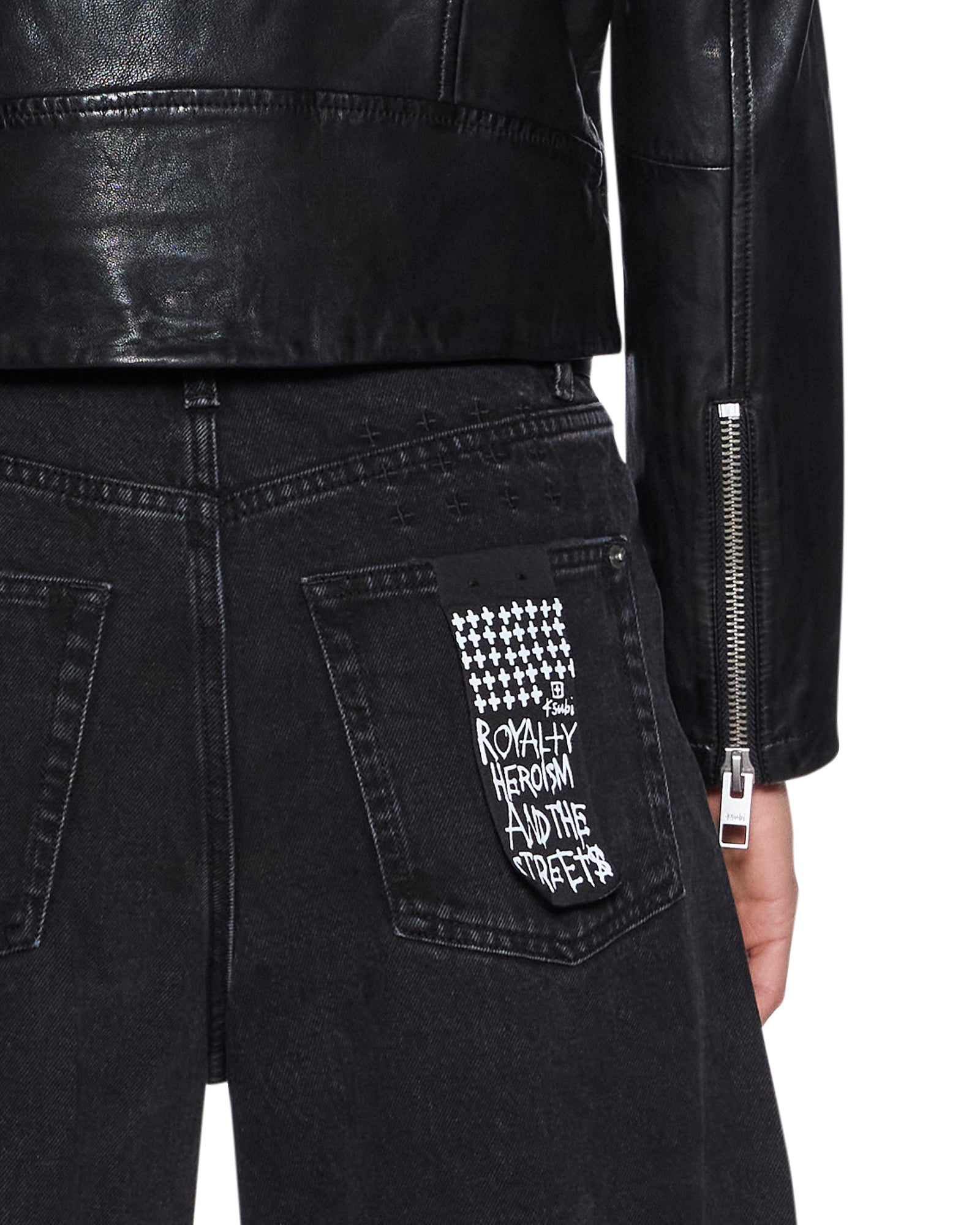 WOMENS  AMPLIFY LEATHER JACKET BLACK REGULAR JACKETS