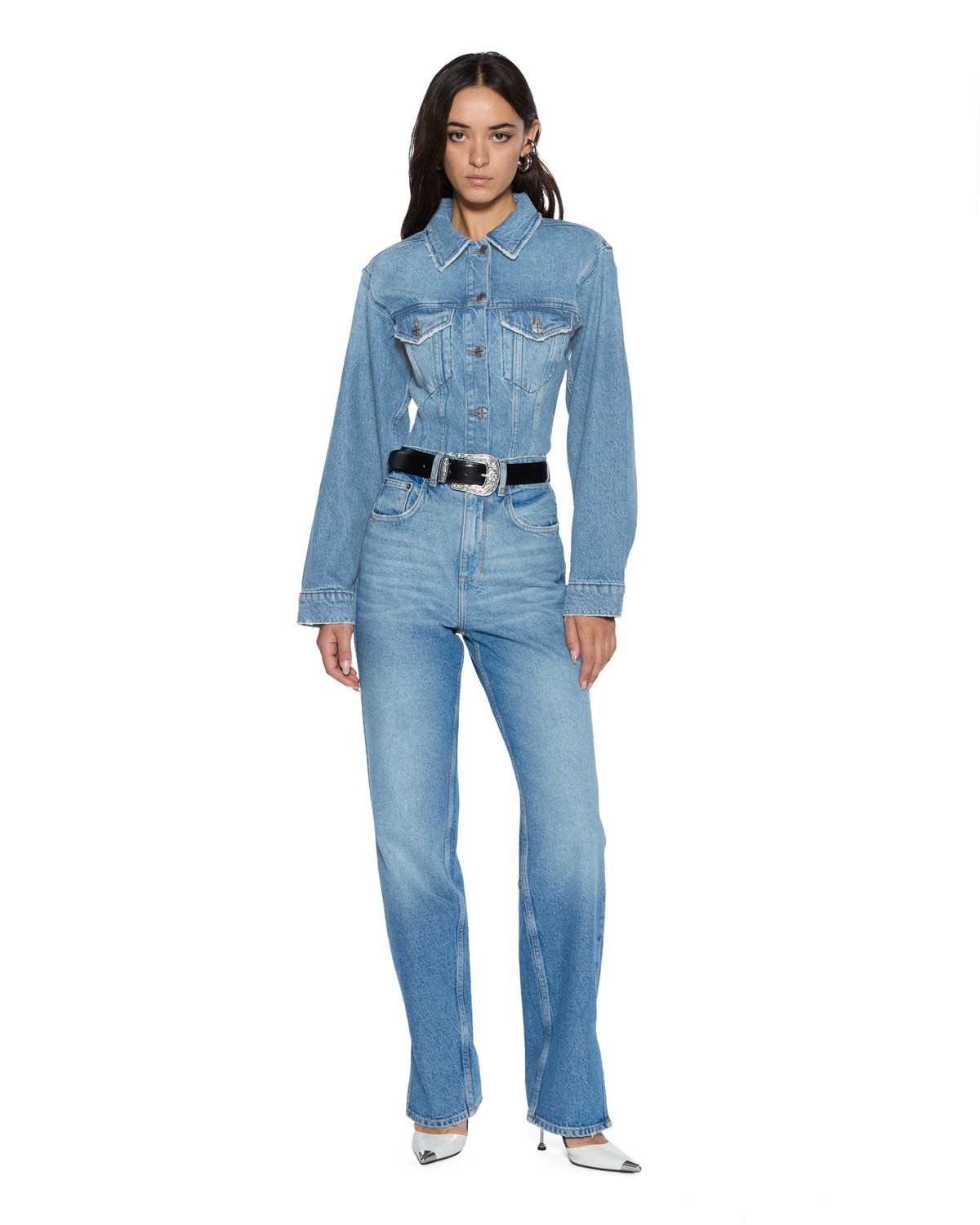 Womens Cinched Jacket Crop Tru Vintage Fitted Jackets - Denim