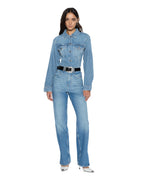 Womens Cinched Jacket Crop Tru Vintage Fitted Jackets - Denim