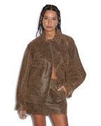 Womens Creed Jacket Weathered Oversized Jackets - Brown