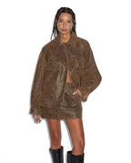 Womens Creed Jacket Weathered Oversized Jackets - Brown