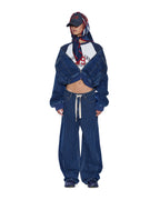 WOMENS DISTRICT BOMBER MAYFAIR BLUE SPLICED JACKETS