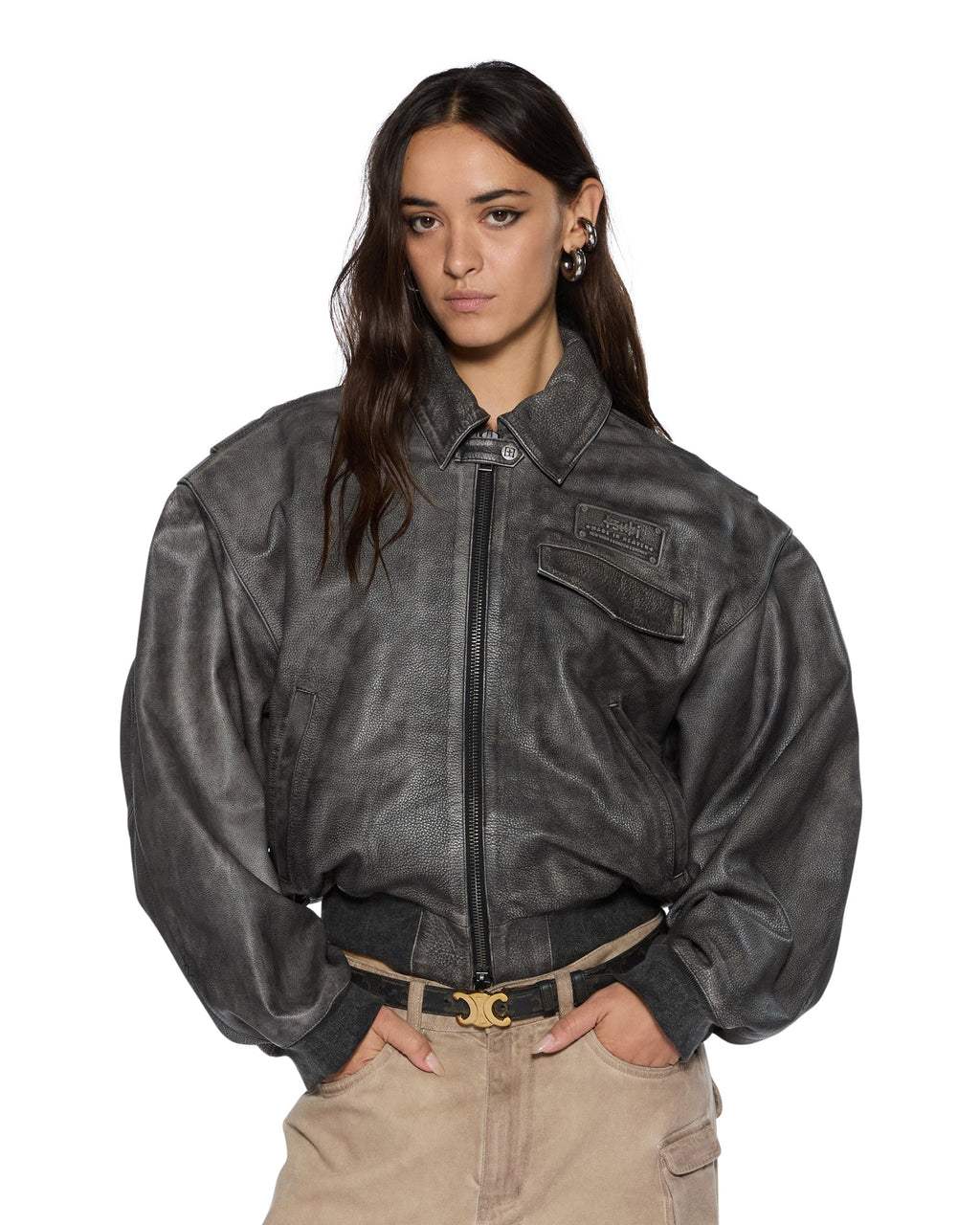 WOMENS HIGHWAY BOMBER VINTAGE BLACK JACKETS