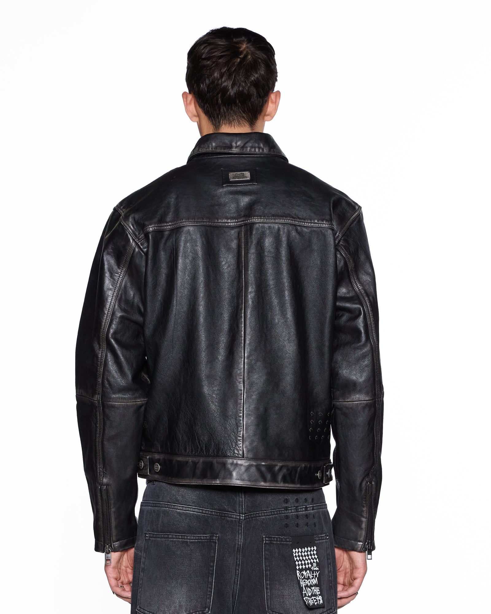 MENS  ELDORADO LEATHER JACKET BLACK STRAIGHT JACKETS