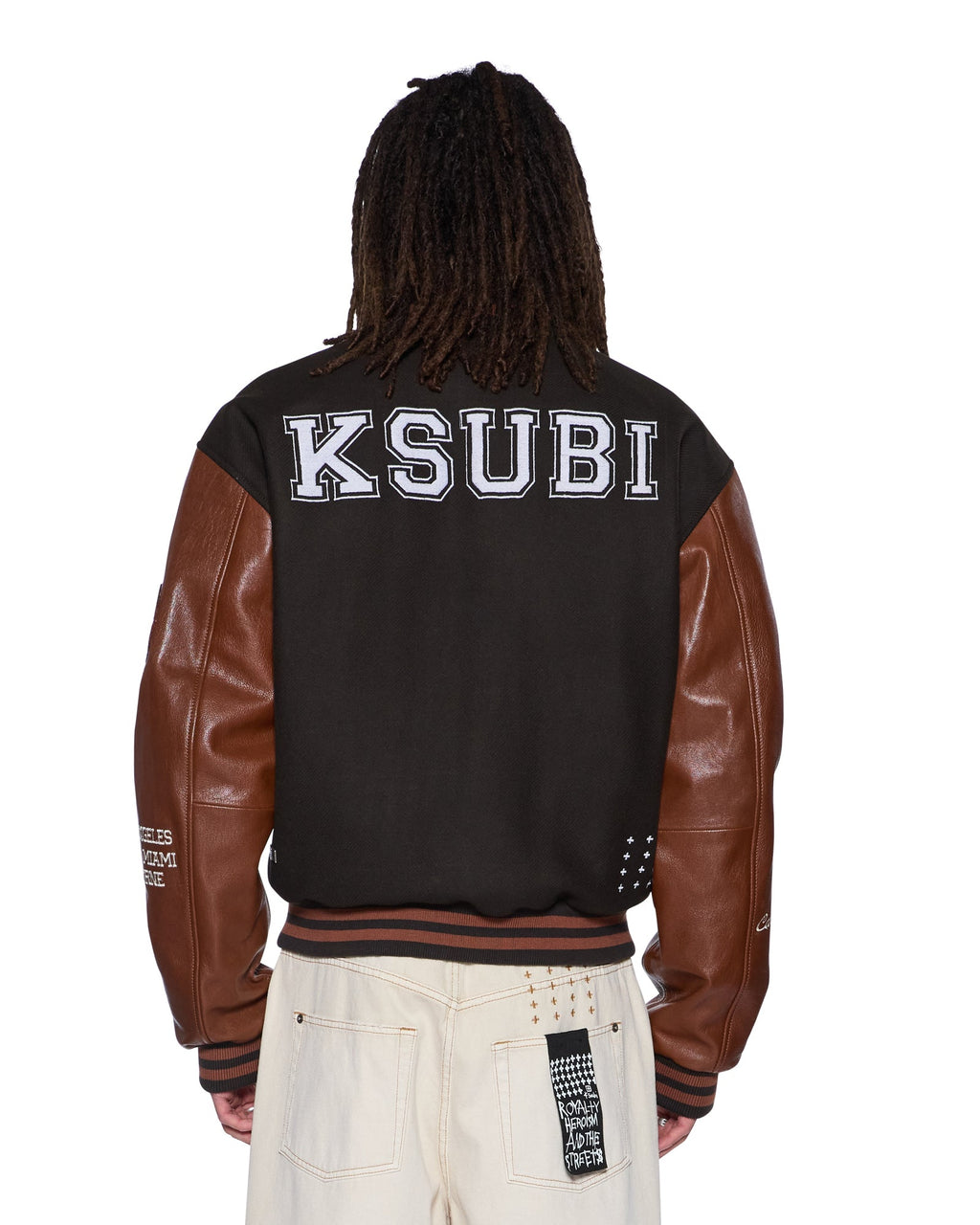 MENS PATCHED VARSITY JACKET CHOCOLATE JACKETS