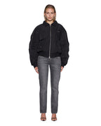 Womens Phantom Bomber Black Oversized Jackets - Black