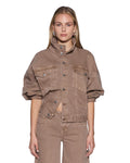 RELAX FUNNEL NECK TRUCKER JACKET STONE TAN