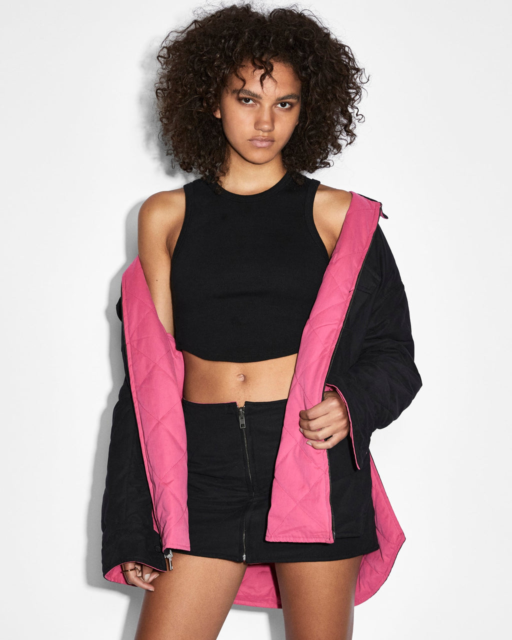 Womens Reversible Ls Shacket Oversized Jackets - Black