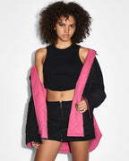 Womens Reversible Ls Shacket Oversized Jackets - Black