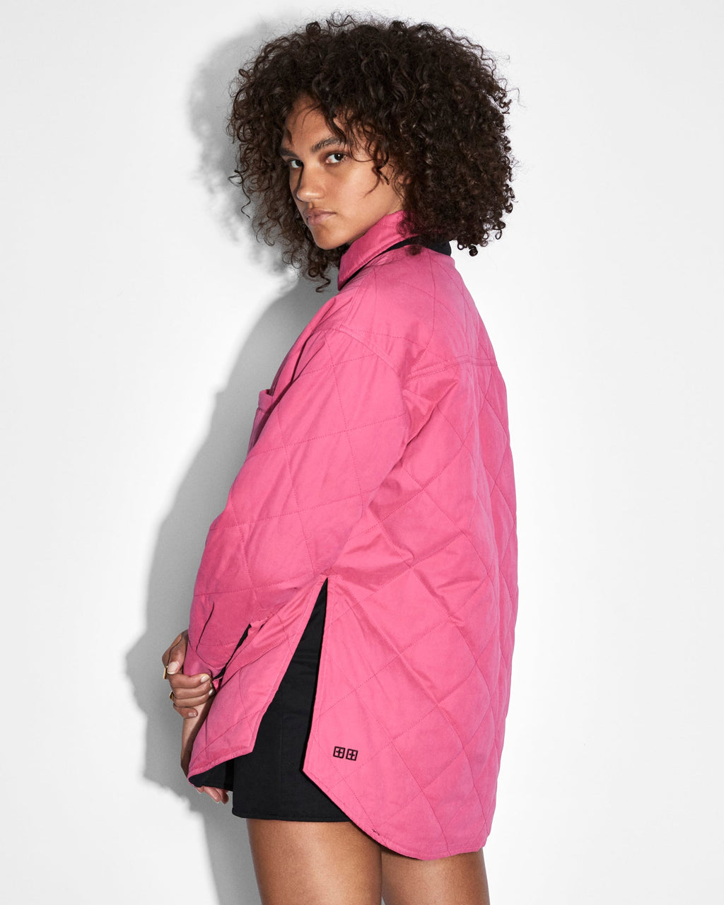 Womens Reversible Ls Shacket Oversized Jackets - Black