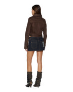 WOMENS SLIM TRUCKER SADDLE BROWN JACKETS
