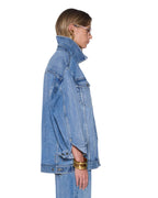 Womens Ksuper Trucker Frenchie Blue Oversized Jackets - Denim