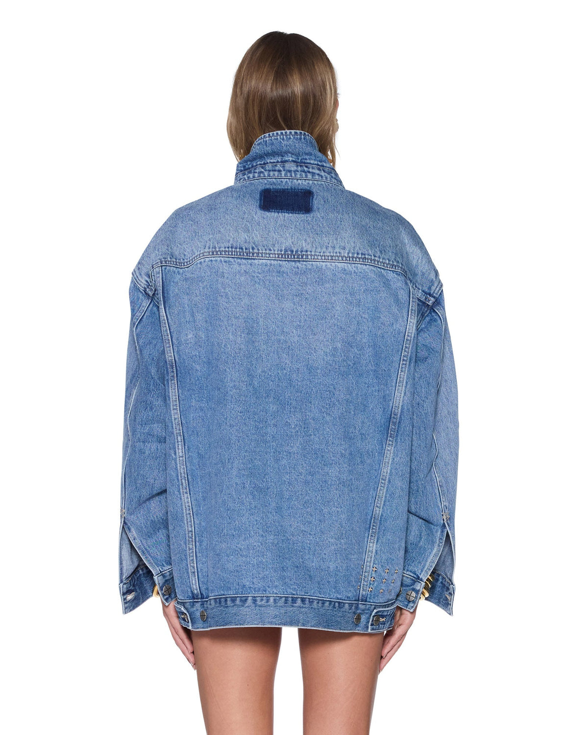Womens Ksuper Trucker Frenchie Blue Oversized Jackets - Denim