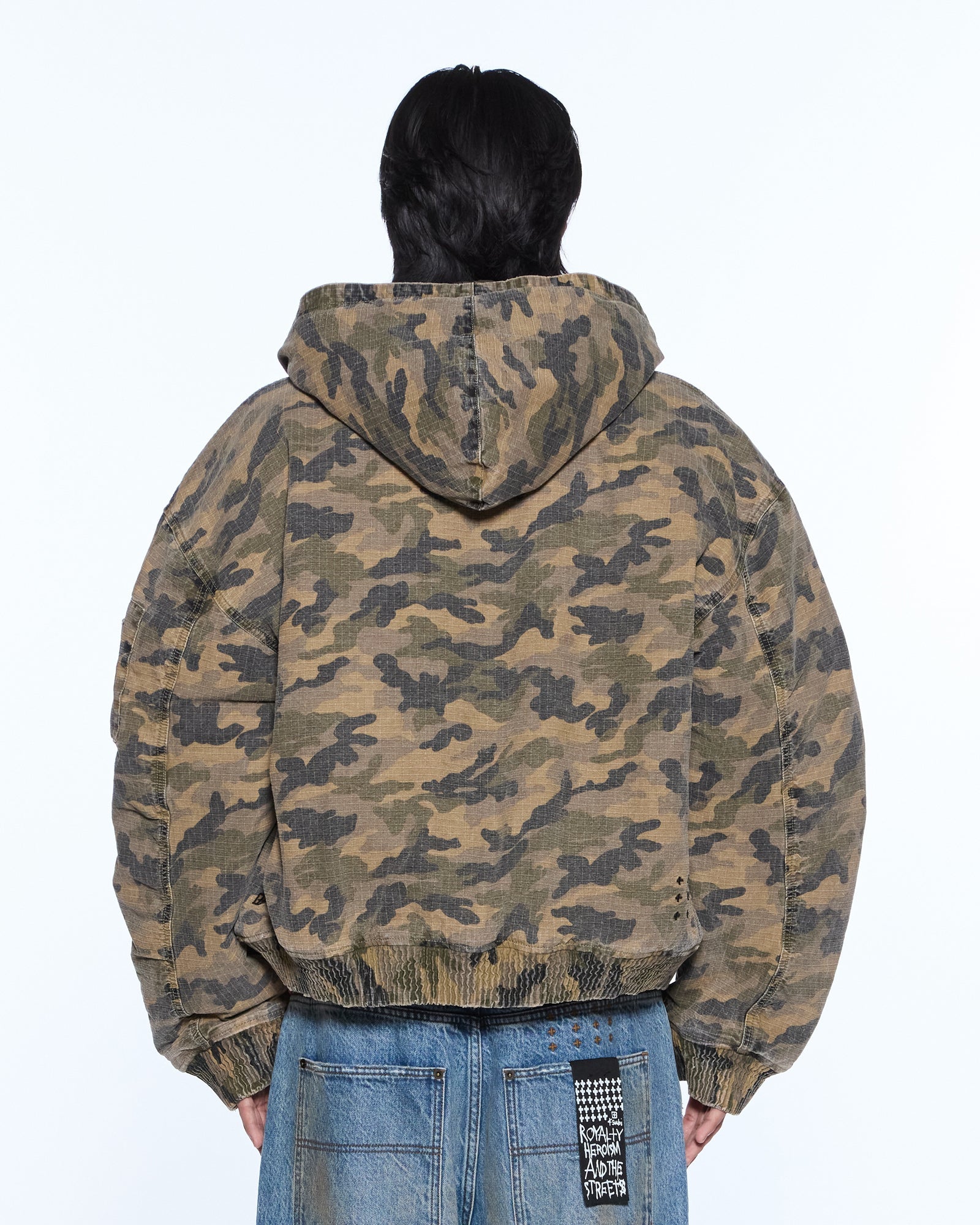 MENS  PLATED BOMBER JACKET CAMO BOXY JACKETS