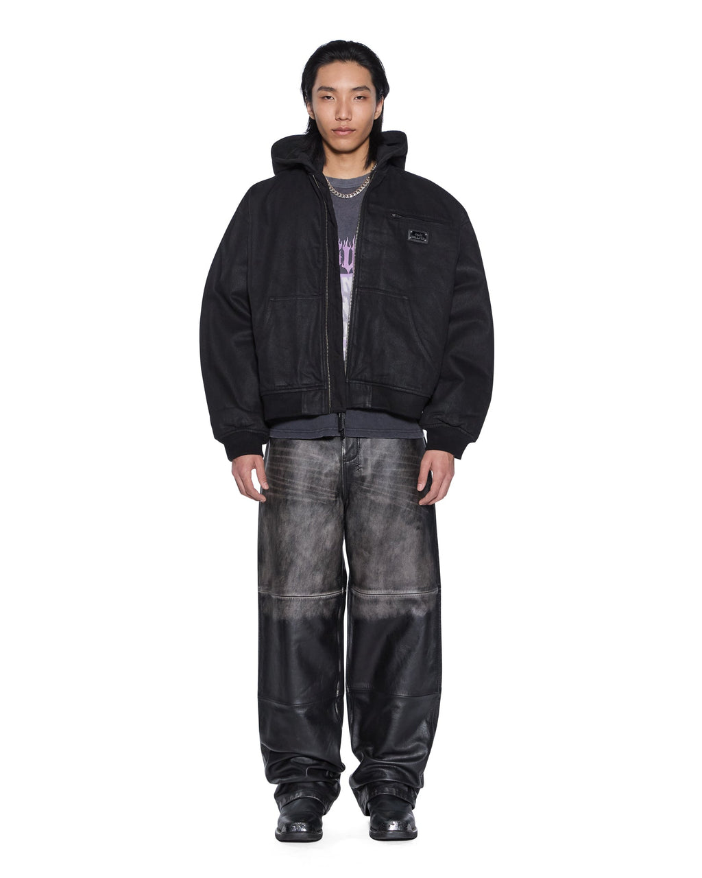 MENS SIN CITY PLATED WAXED JACKET BLACK JACKETS