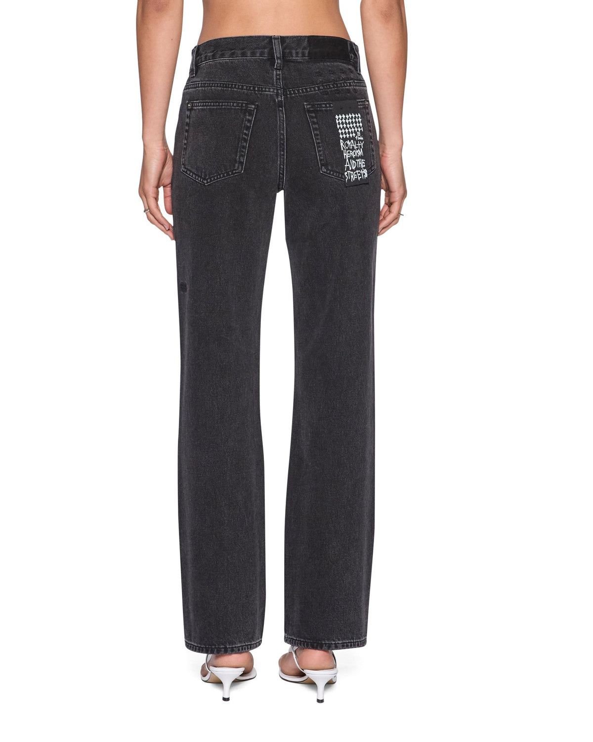 Womens Pin Up Jean Noir Slim Straight Denim Jeans - Black