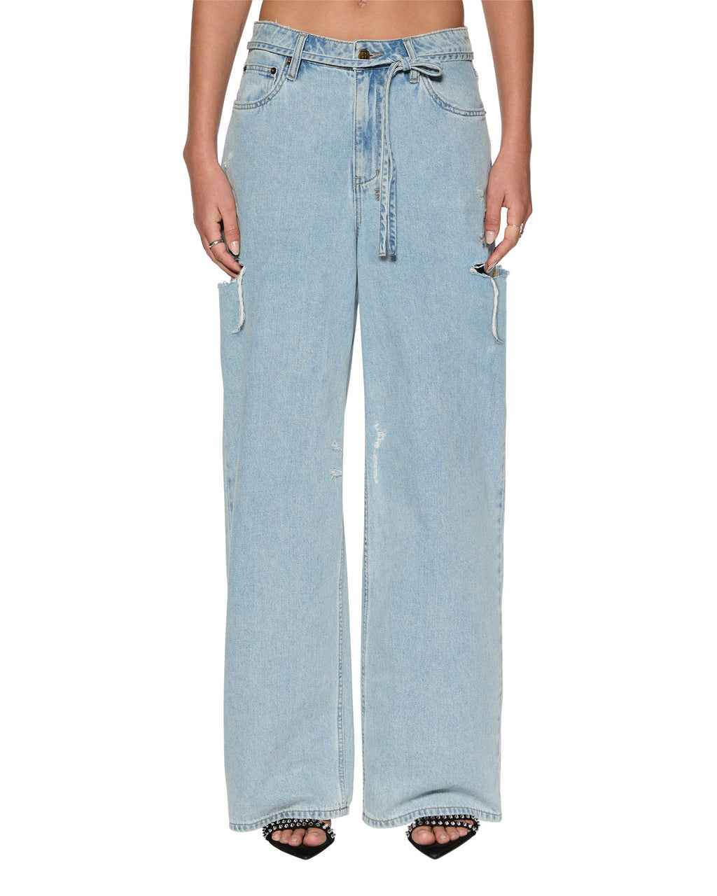 Womens Baggy Jean Rollin Kut Out Baggy Denim Jeans - Denim
