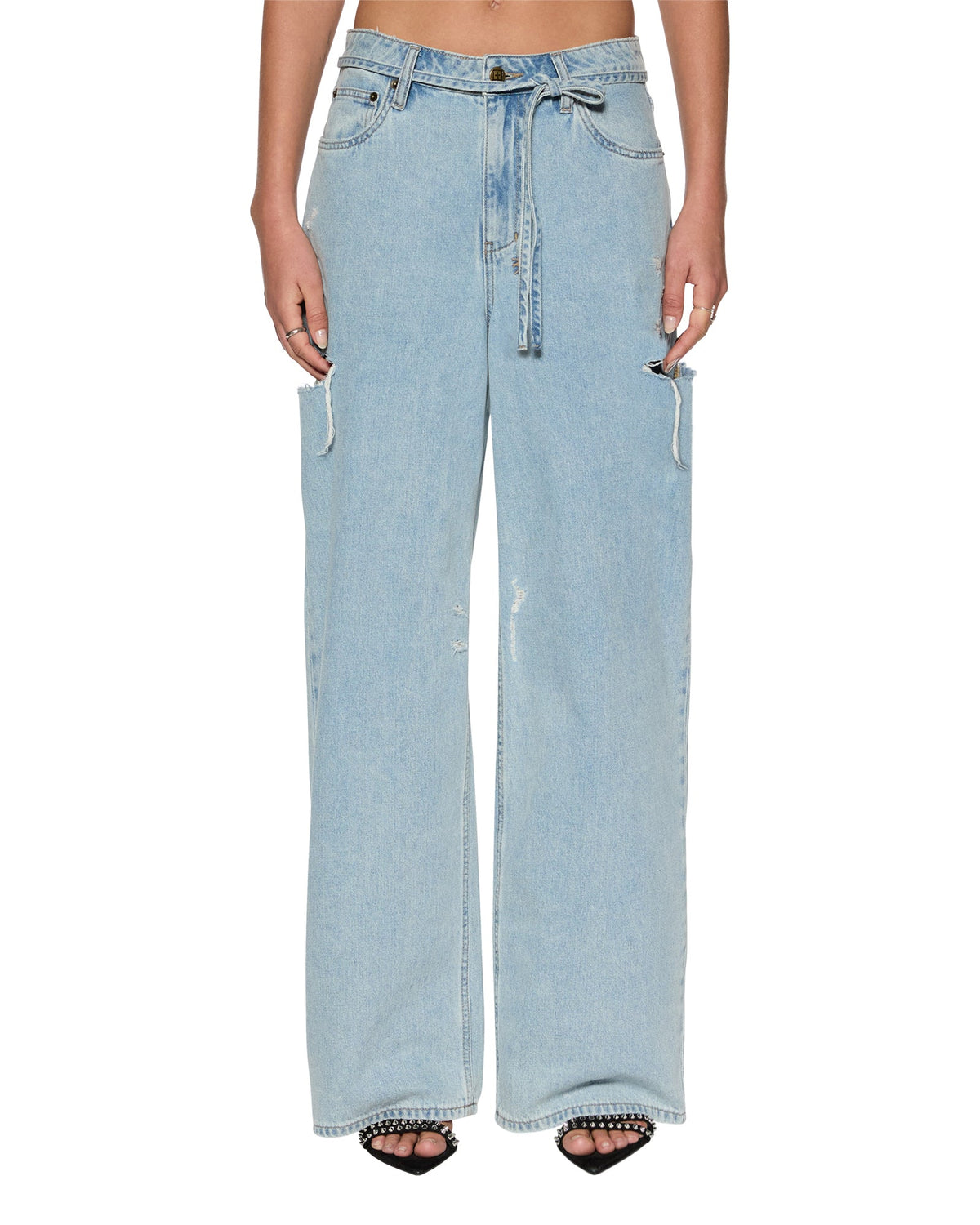 Womens Baggy Jean Rollin Kut Out Baggy Denim Jeans - Denim