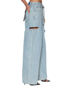 Womens Baggy Jean Rollin Kut Out Baggy Denim Jeans - Denim