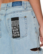 Womens Baggy Jean Rollin Kut Out Baggy Denim Jeans - Denim