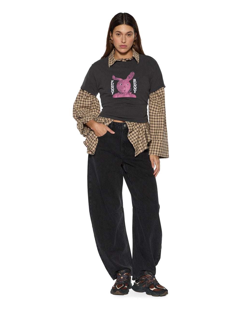WOMENS BARREL JEAN NOIR DENIM JEANS