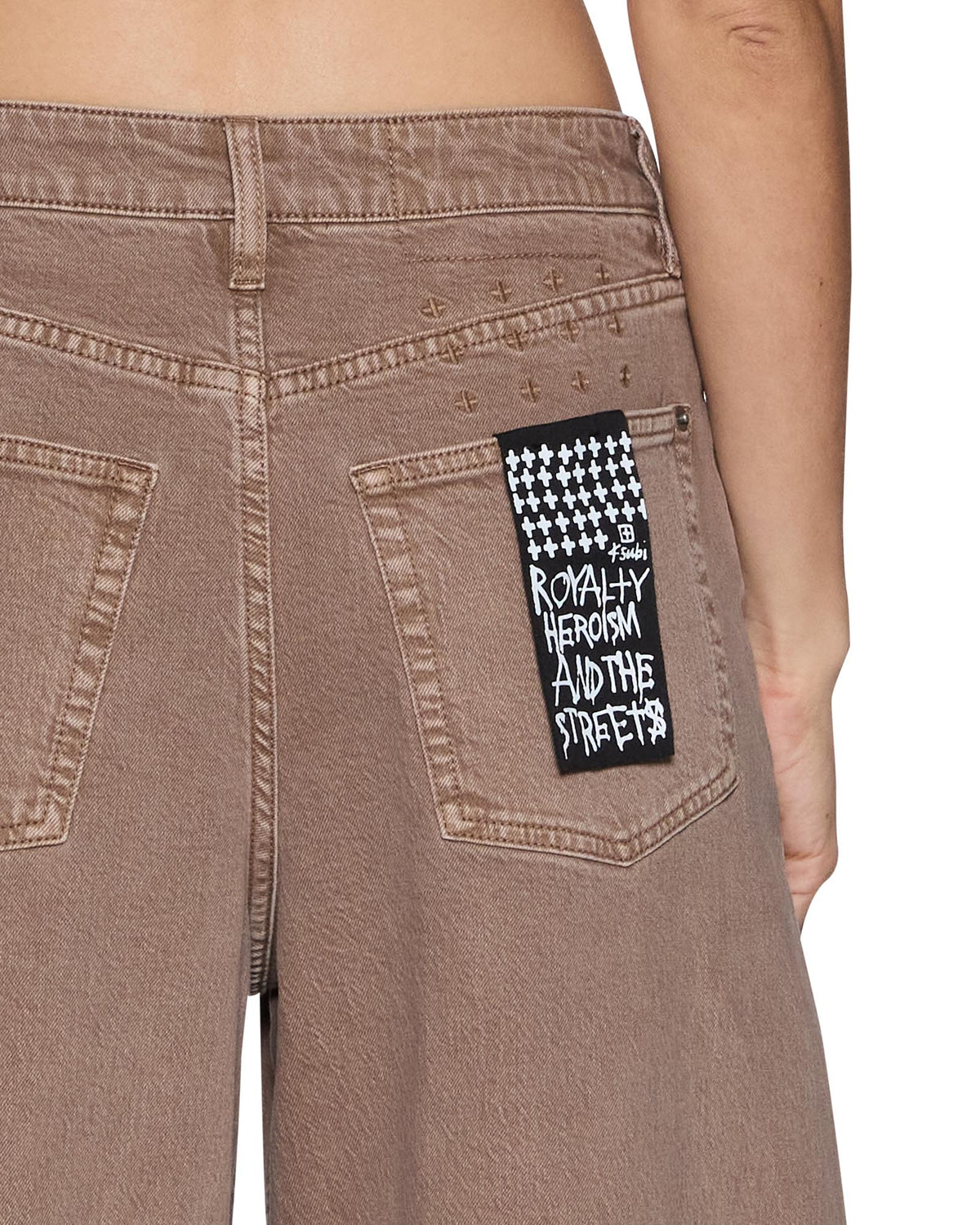 Womens Barrel Jean Stone Tan Barrel Leg Denim Jeans - Beige