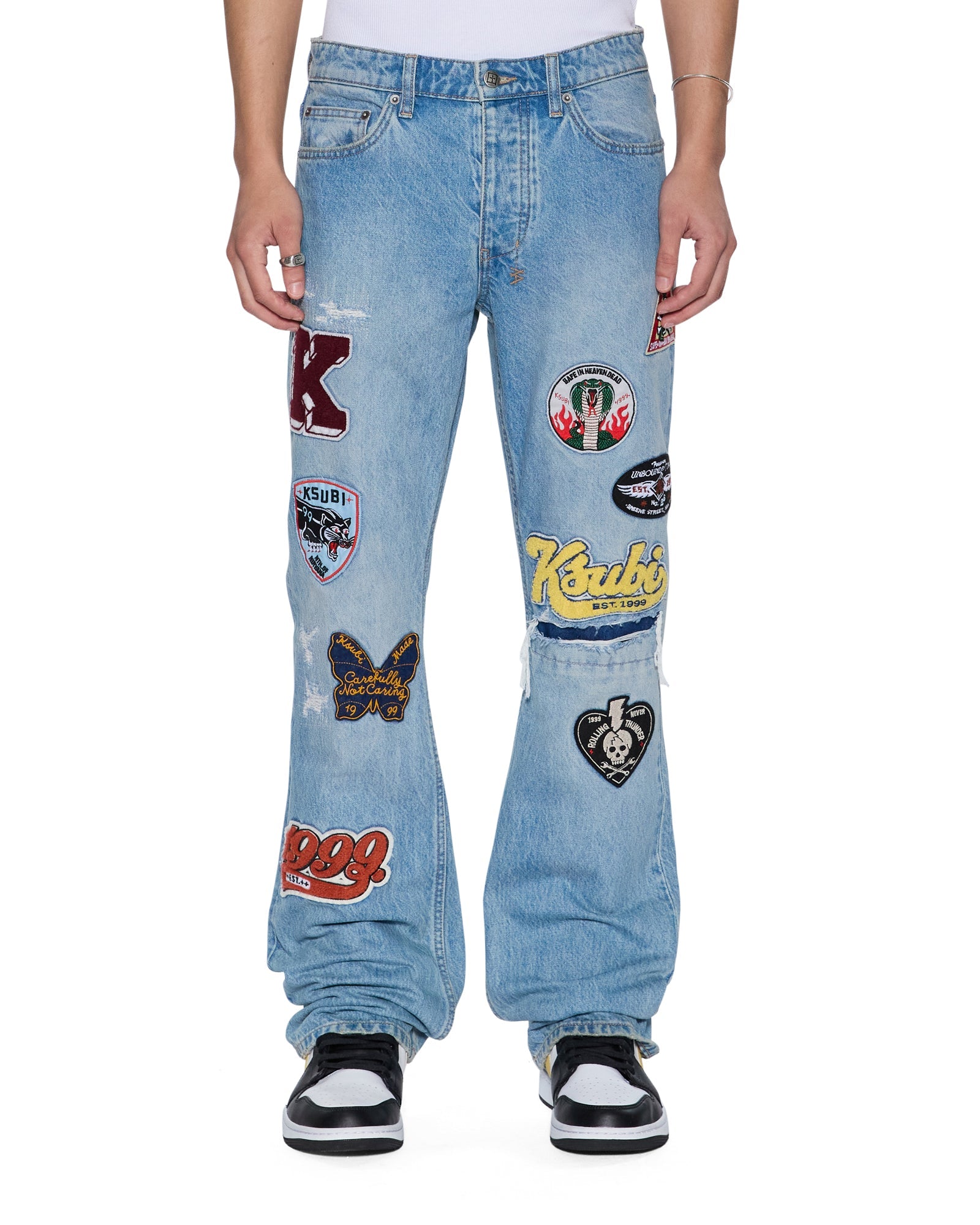 MENS  BRONKO TRUE PATCHED BOOTCUT DENIM JEANS