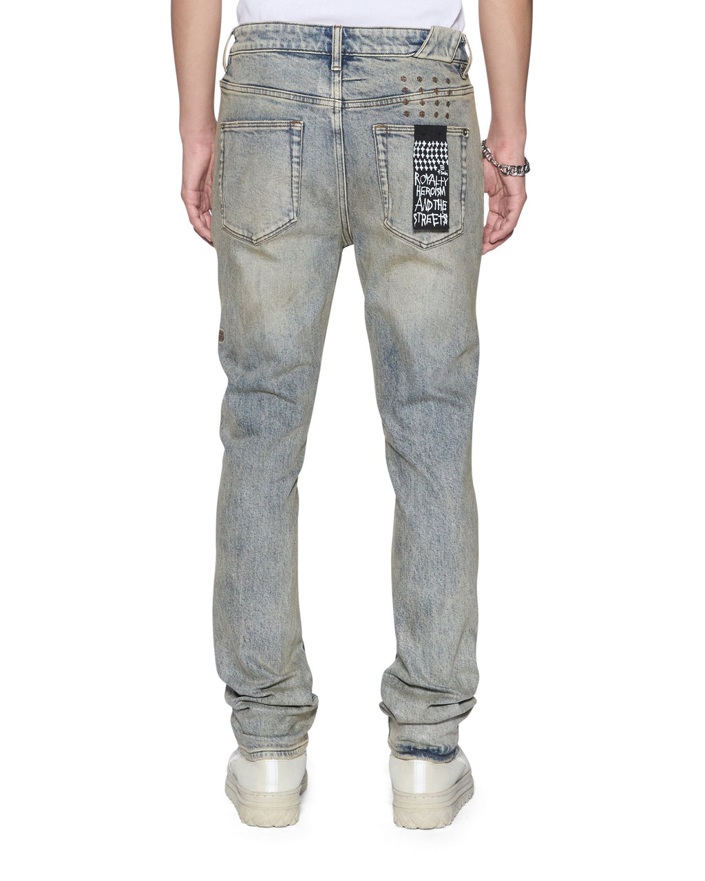 MENS CHITCH STATURE BLUE TRASHED IDOLS DENIM JEANS