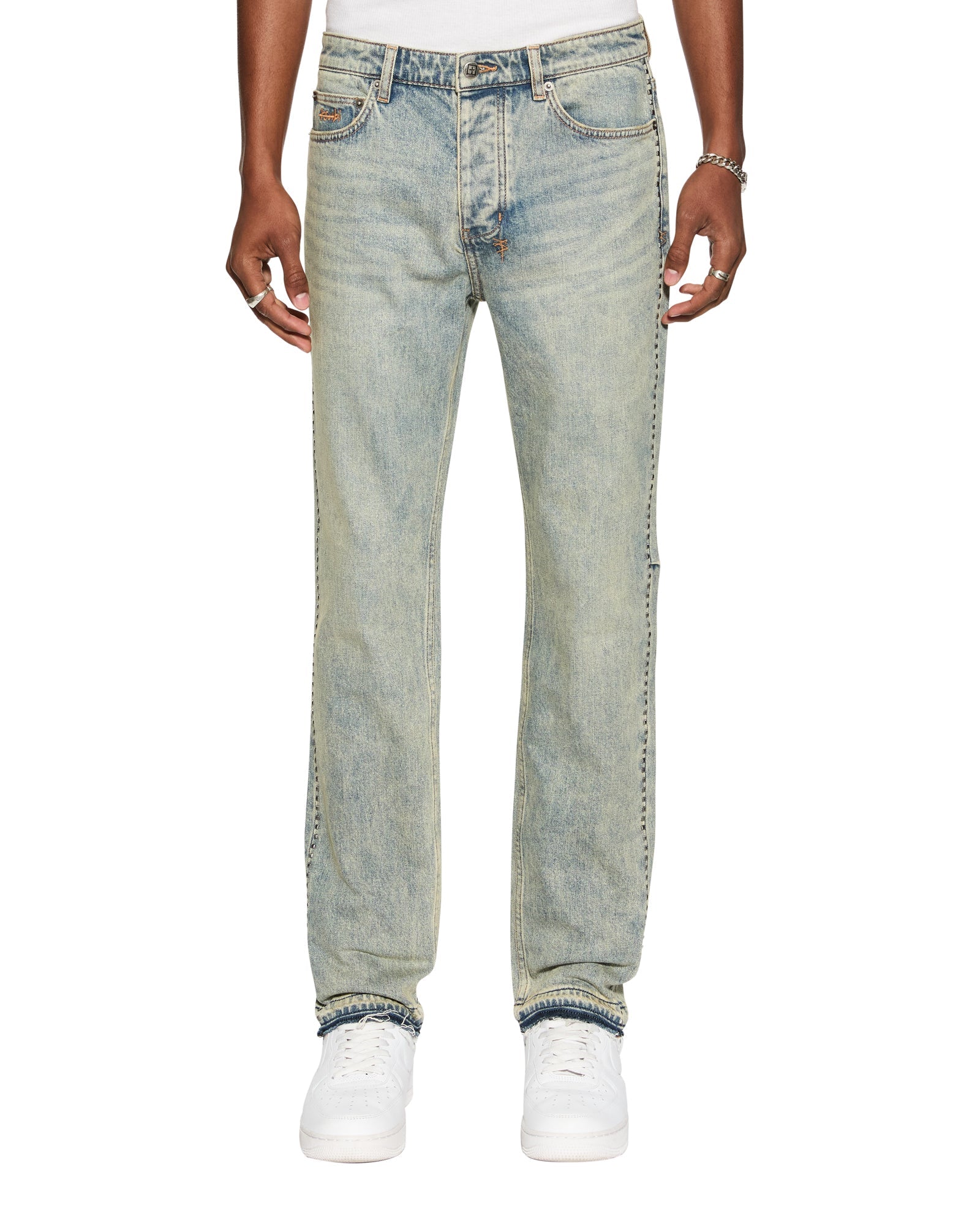 MENS CHITCH STAGELIGHT STUDDED SLIM DENIM JEANS