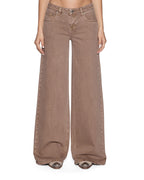 Womens Dropout Jean Stone Wide Denim Jeans - Beige