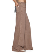 Womens Dropout Jean Stone Wide Denim Jeans - Beige