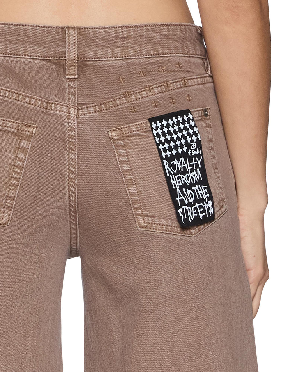 Womens Dropout Jean Stone Wide Denim Jeans - Beige