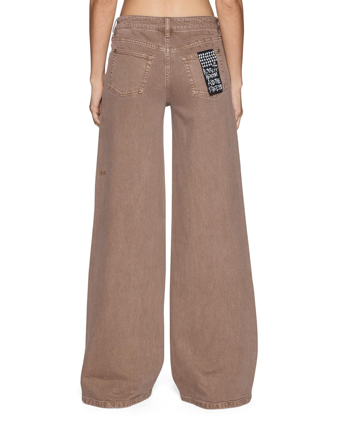 Womens Dropout Jean Stone Wide Denim Jeans - Beige