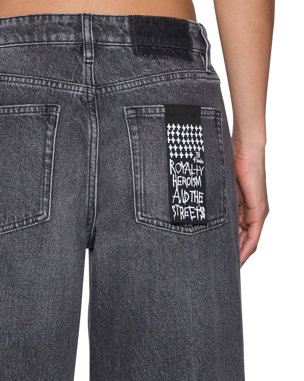 Womens Empire Jean Glitch Grey Relaxed Straight Denim Jeans - Grey