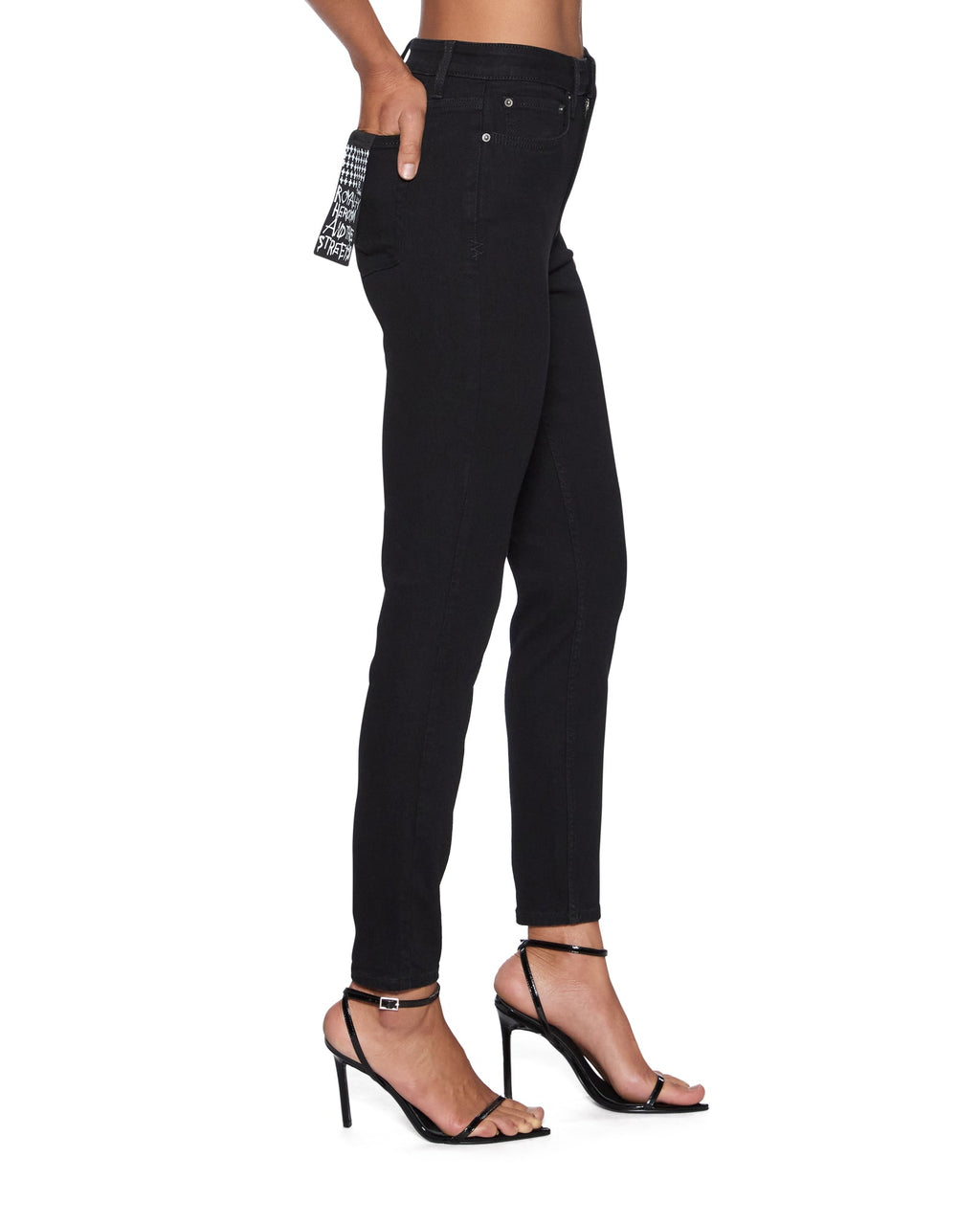 WOMENS HI N WASTED JET BLACK DENIM JEANS