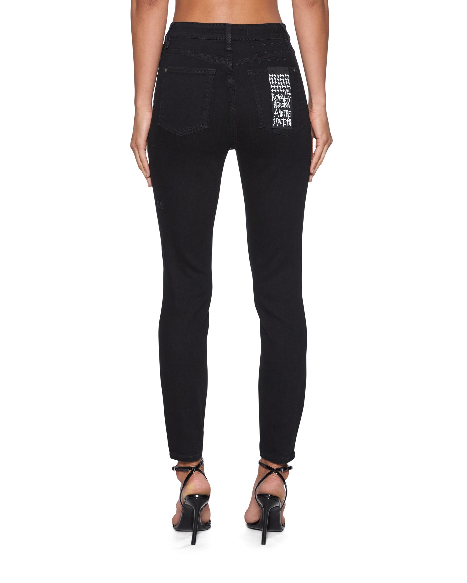 WOMENS HI N WASTED JET BLACK DENIM JEANS