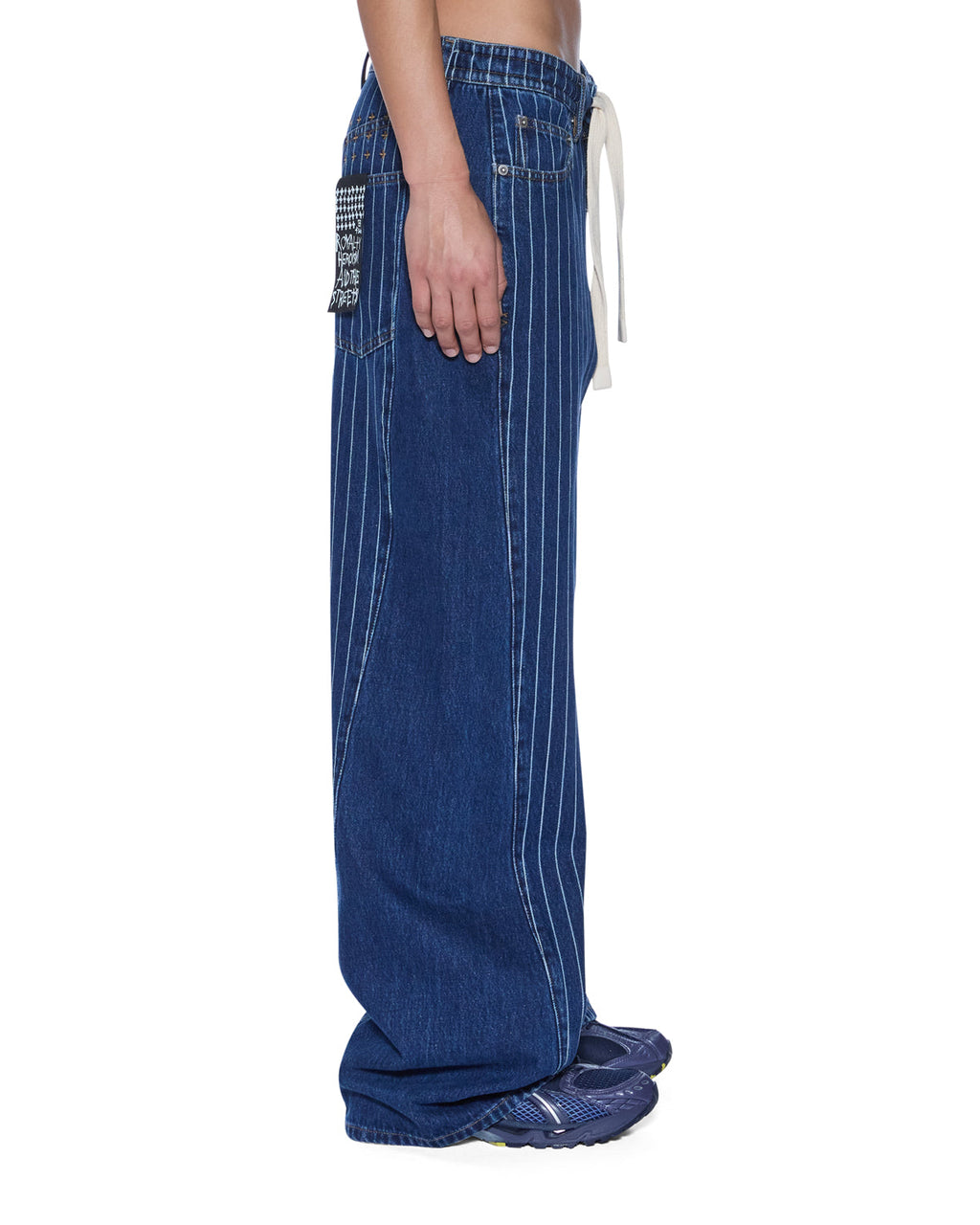 Womens Ksuper Mayfair Blue Spliced Baggy Denim Jeans - Denim