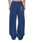 Womens Ksuper Mayfair Blue Spliced Baggy Denim Jeans - Denim