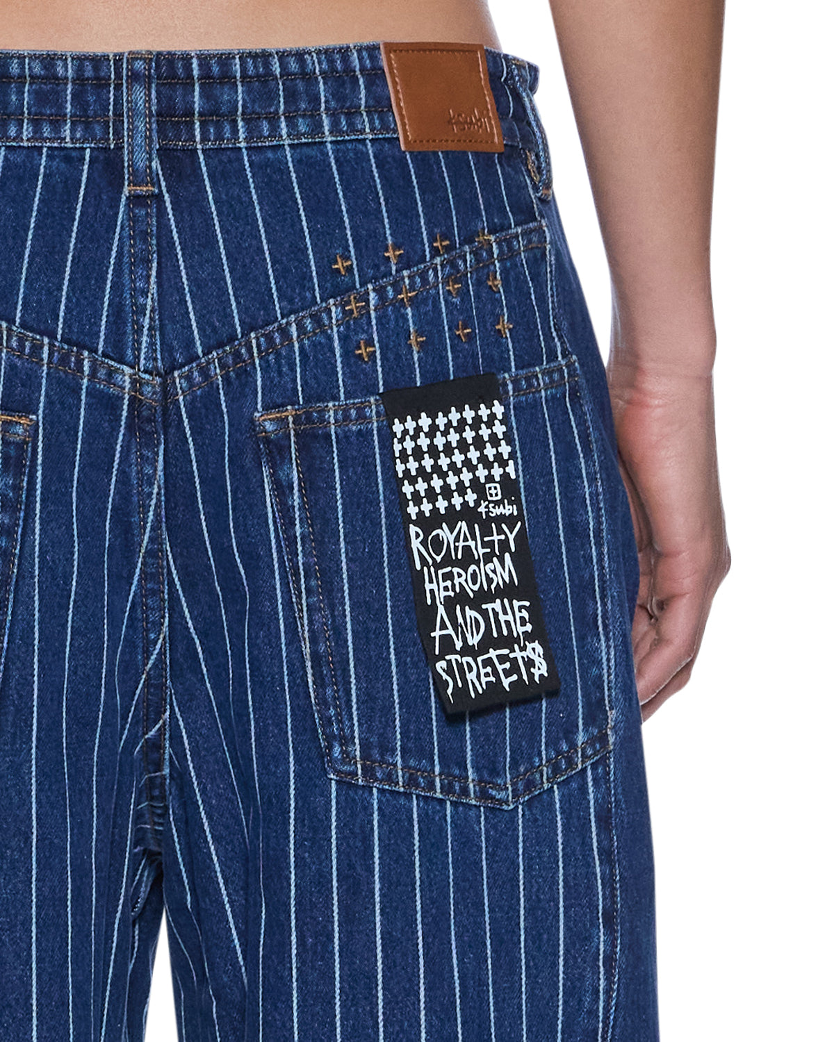 WOMENS  KSUPER MAYFAIR BLUE SPLICED BAGGY DENIM JEANS