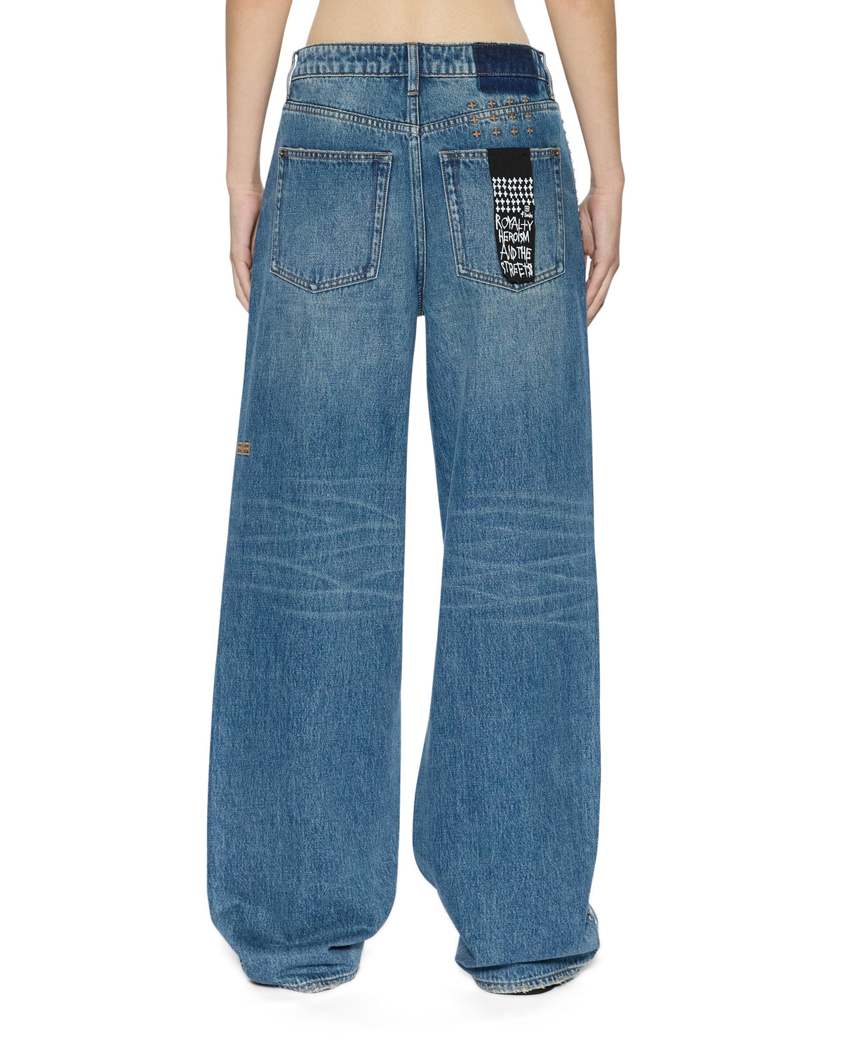 WOMENS LOW RIDER TEXAS BLUE STUDDED DENIM JEANS