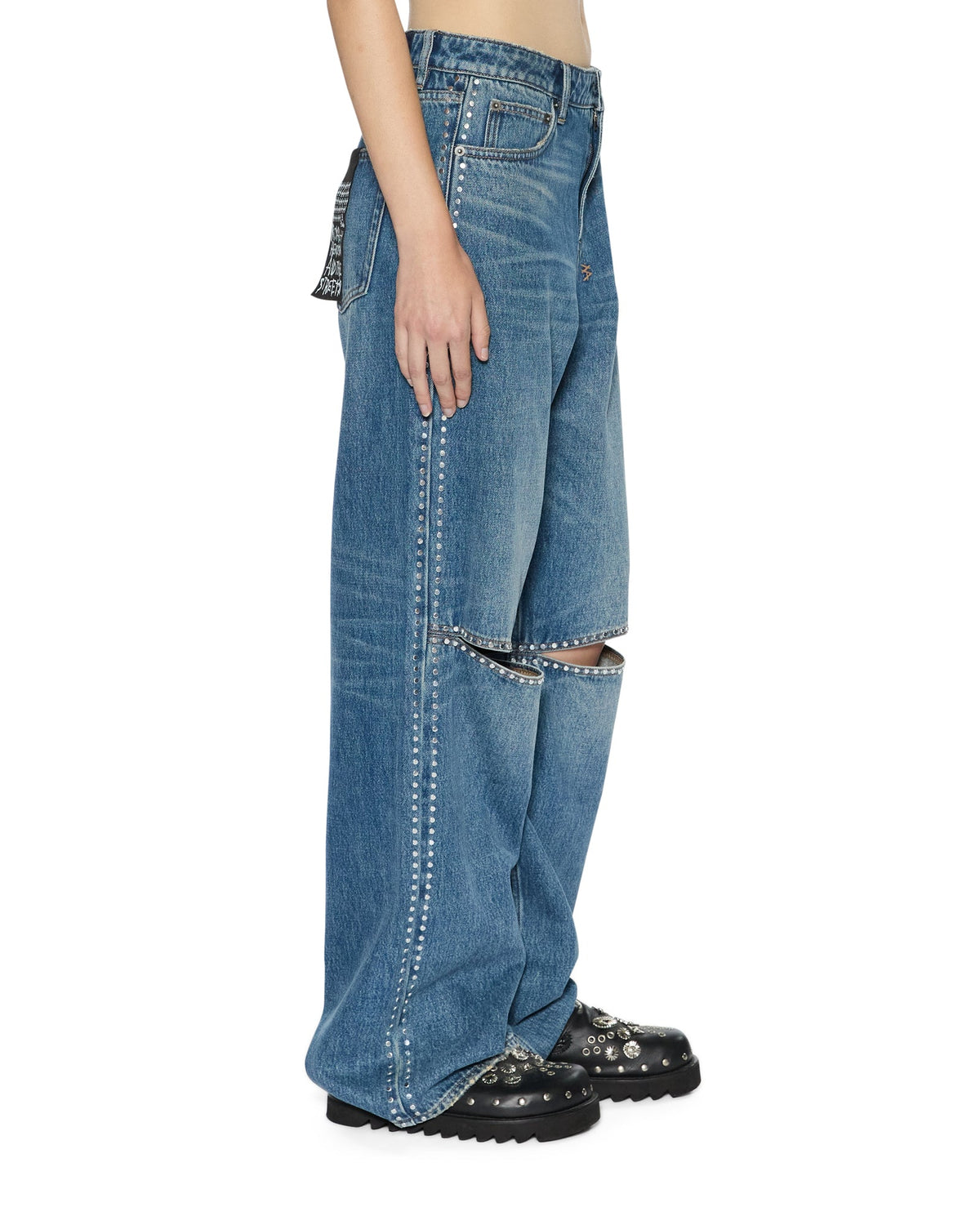 WOMENS LOW RIDER TEXAS BLUE STUDDED DENIM JEANS