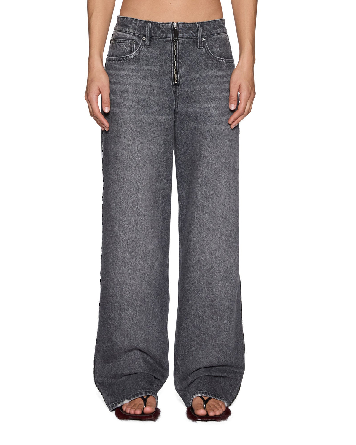 Womens Low Rider Glitch Grey Relaxed Denim Jeans - Grey