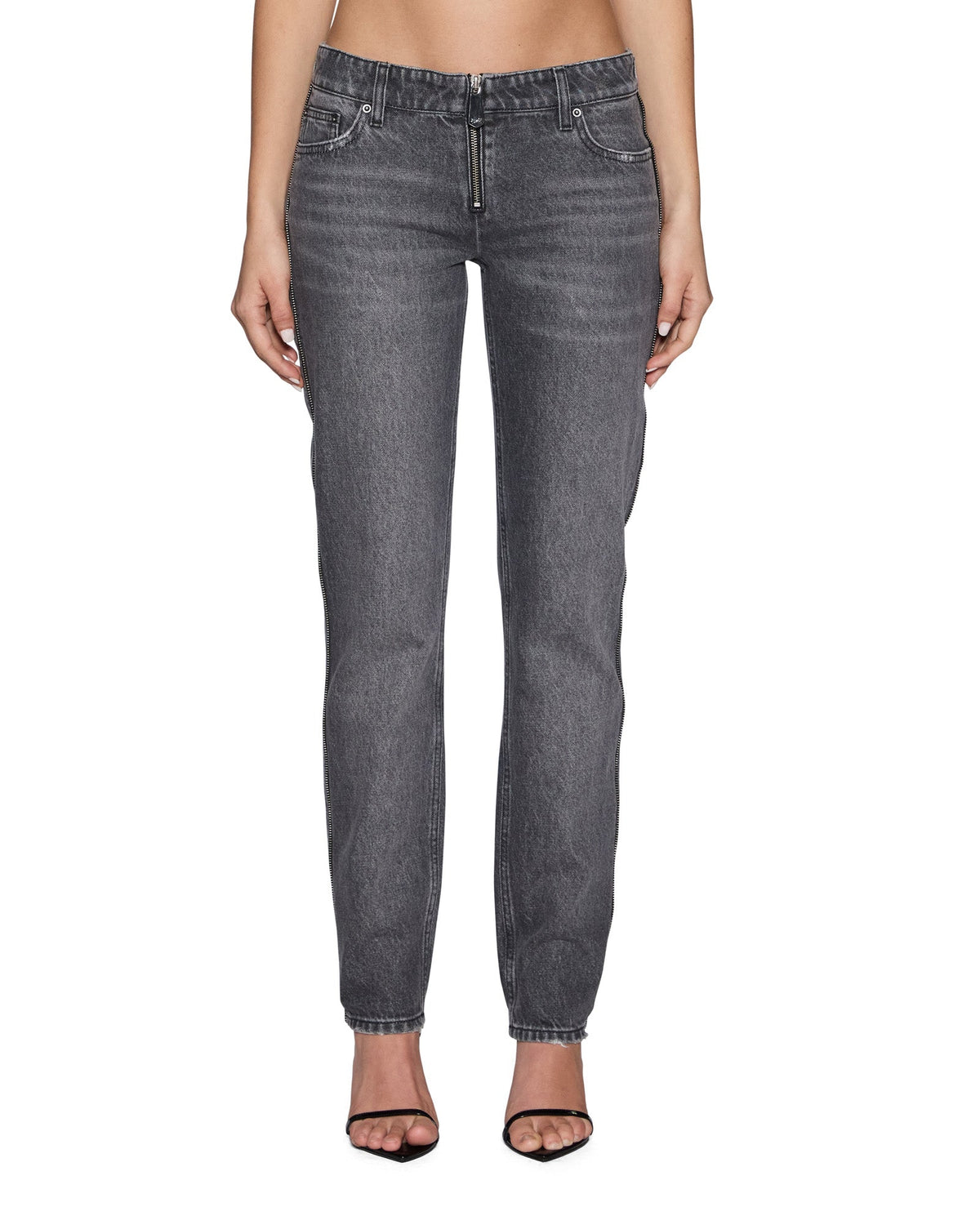 Womens The Moss Jean Glitch Grey Skinny Denim Jeans - Grey