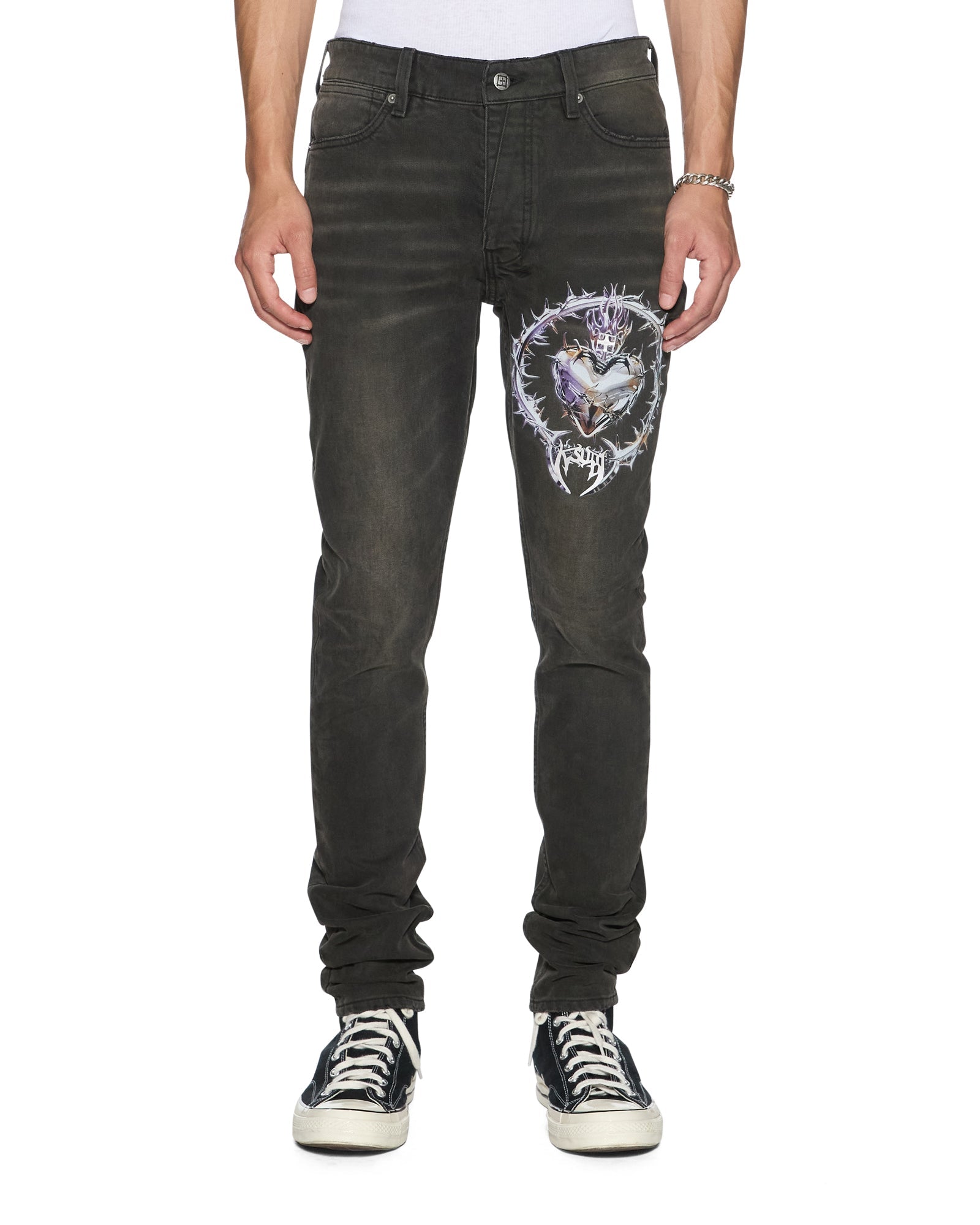 Mens Van Winkle Graphite Anguish Skinny Denim Jeans | Ksubi ++