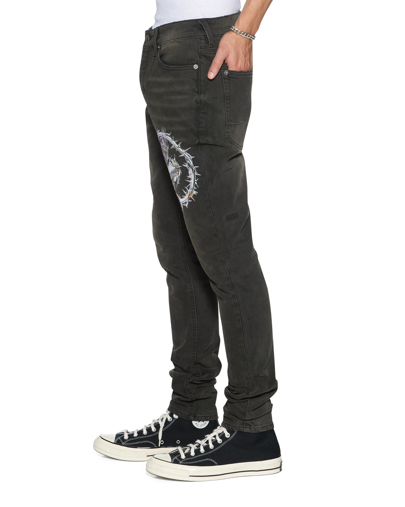 Mens Van Winkle Graphite Anguish Skinny Denim Jeans | Ksubi ++