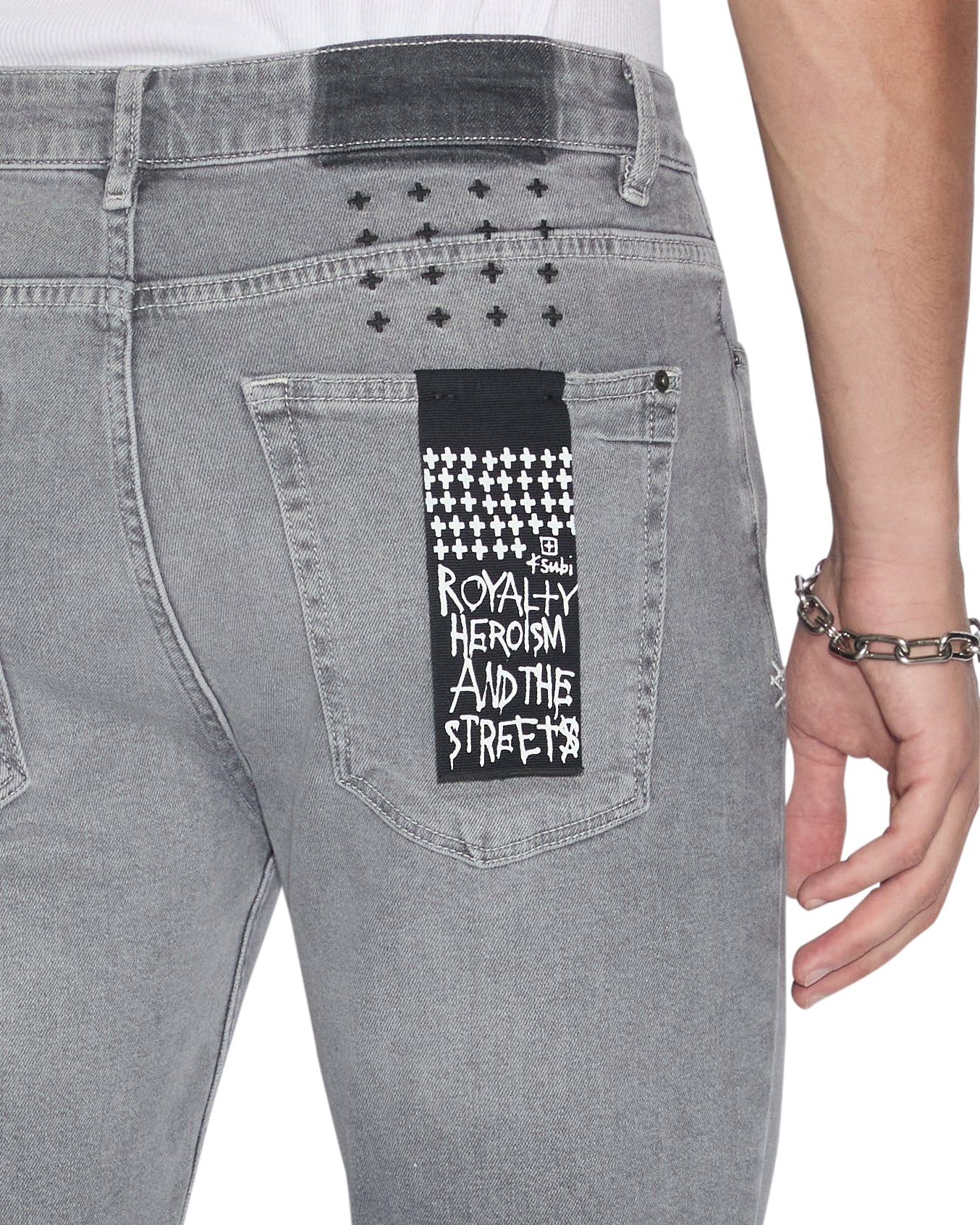 Van Winkle Thrifted Skinny Jeans Faded Grey Denim Ksubi ++