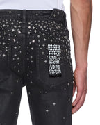 Mens Chitch Backstage Black Metalik Slim Denim Jeans - Black