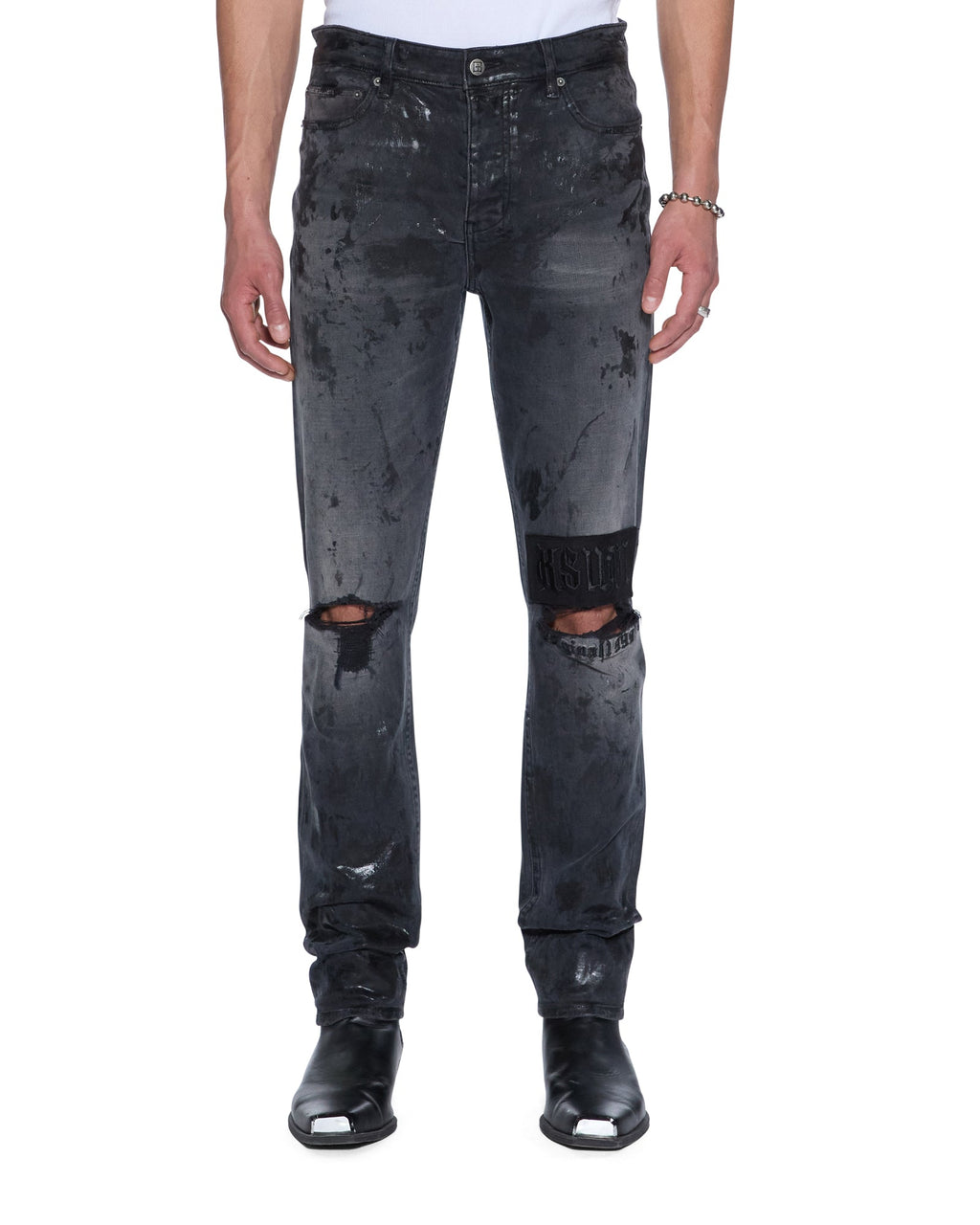 MENS CHITCH POWDER GREY PRAYING DENIM JEANS
