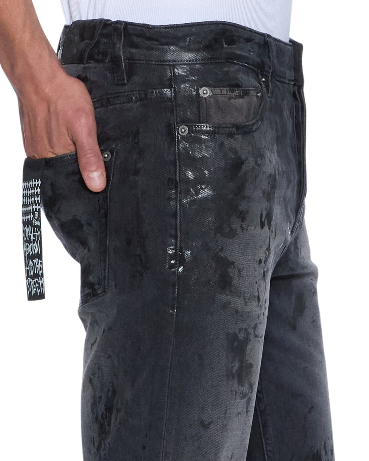MENS CHITCH POWDER GREY PRAYING DENIM JEANS